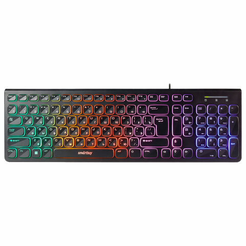 клавиатура проводная с подсветкой smartbuy one 250, usb, 104 клавиши, черная, sbk-250u-k