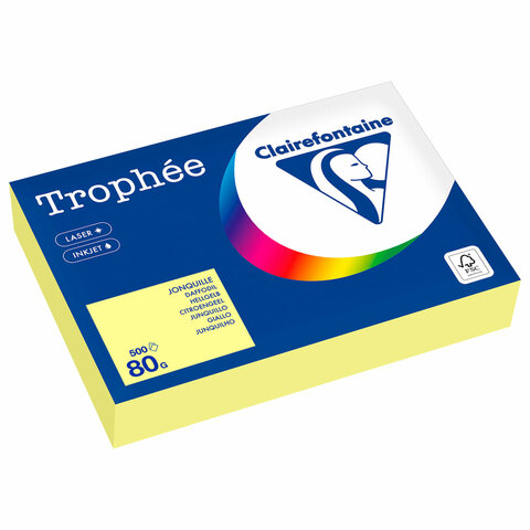 бумага цветная clairefontaine, а4, 80 г/м2, 500 л., пастель, лимонно-желтый, франция, 1778pc