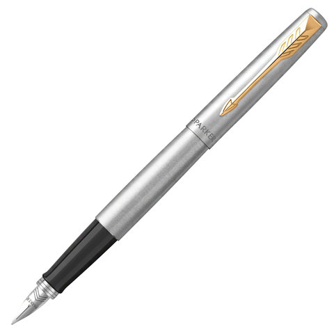 набор parker "jotter stainless steel gt": шариковая ручка синяя и перьевая ручка, 2093257