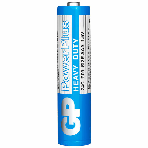 батарейки комплект 4 шт., gp powerplus aaa (r03, 24g), солевые, мизинчиковые, в пленке, 24cebra-2s4