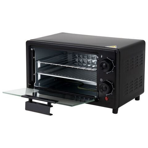 мини-печь электрическая sonnen eo-1001, 800 вт, 10 л, таймер, нагрев до 230 °c, черная, 458308