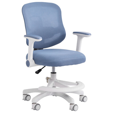 кресло детское с подставкой для ног brabix kids "mg-215", сетка/ткань tw, голубое, 533312