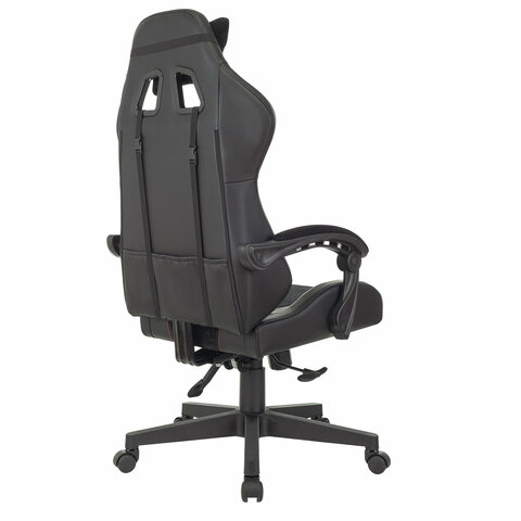 кресло компьютерное brabix "striker gm-121", синхромеханизм, 2 подушки, экокожа/велюр, черное, 53296