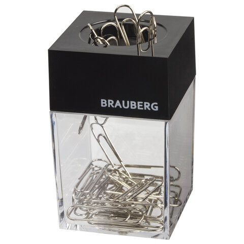 скрепочница магнитная brauberg с 30 скрепками, прозрачный корпус, 225189
