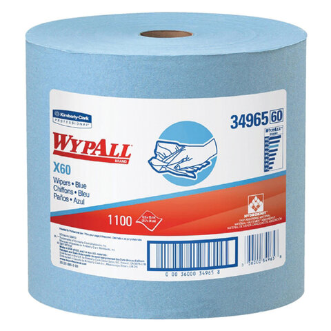 протирочный нетканый материал kimberly-clark wypall x60, 1100 листов в рулоне, 31,5х34 см, голубой, 
