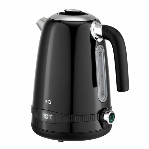 чайник bq (би-кью) kt1724sw, 1,7 л, 2200 вт, закрытый нагревательный элемент, терморегулятор, черный