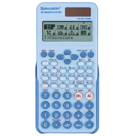 калькулятор инженерный brauberg sc-991es-plus-bu (164х80 мм), 552 функции, 10+2 разряда, голубой, 27