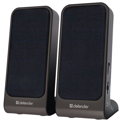 колонки компьютерные defender spk-225, 2.0, 4 вт, пластик, черные, 65220