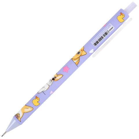 карандаш механический 0,7 мм с принтом funster (фанстер) "corgi", корпус soft-touch ассорти, 182060