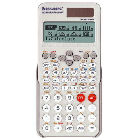 калькулятор инженерный brauberg sc-991es-plus-gy (164х80 мм), 552 функции, 10+2 разряда, серый, 2726