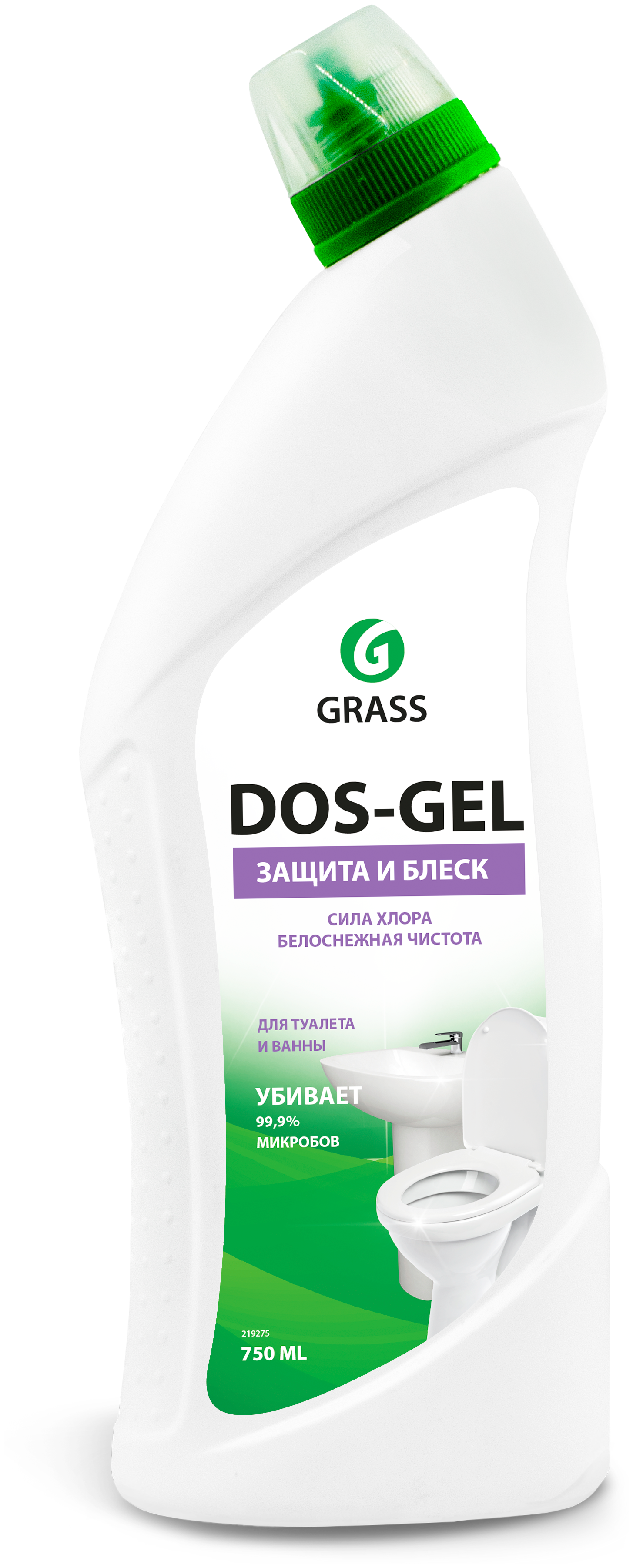 средство для уборки санитарных помещений 750 мл grass dos-gel, щелочное, концентрат, гель, 219275