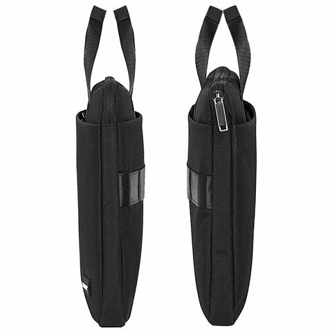 сумка портфель heikki ultra (хейки) с отделением для ноутбука 15,6", total black, черная, 28х39х3 см