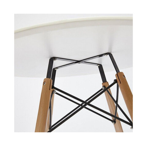 стол обеденный brabix "eames t-01", круглый, диаметр 80 см, опоры дерево, белый, 532633