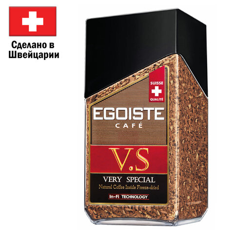 кофе растворимый egoiste "v.s" 100 г, стеклянная банка, сублимированный, швейцария, eg10009007