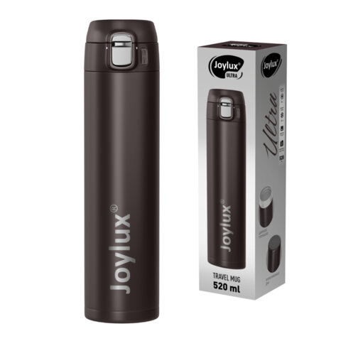 термокружка 520 мл joylux (джойлюкс) ultra brown, нержавеющая сталь sus304, коричневый матовый, 7002