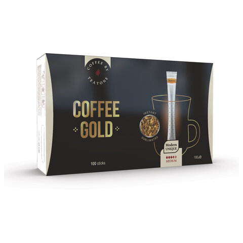 кофе растворимый порционный teatone "gold", 100 стиков по 1,8 г, 1269