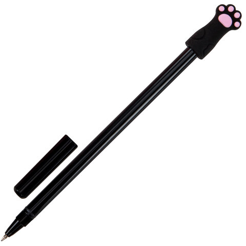 ручки с топпером шариковые funster (фанстер) "cat paws", набор 3 штуки, синие, пишущий узел 0,7 мм, 