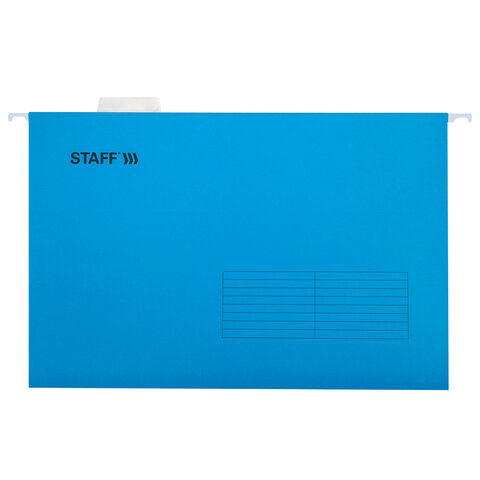 подвесные папки а4/foolscap (404х240 мм) до 80 л., комплект 10 шт., синие, картон, staff, 270933