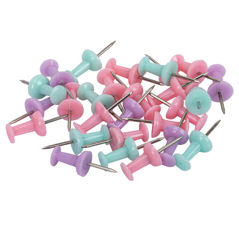 силовые кнопки-гвоздики brauberg pastel, пастельные цвета, 50 штук, 10 мм, 272758