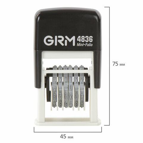 нумератор 6-разрядный, оттиск 15х3 мм синий, grm 4836, 124141018