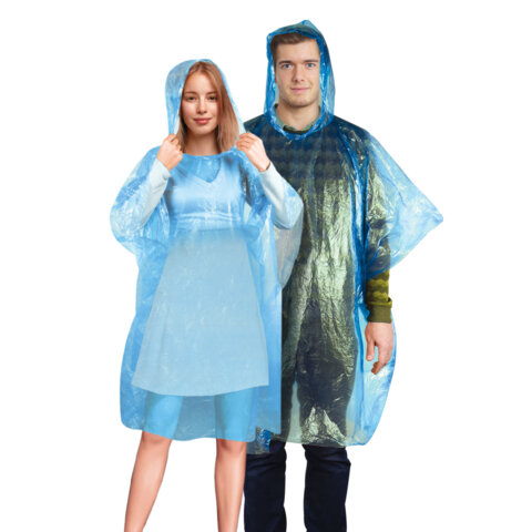 дождевик-пончо синий полиэтиленовый, универсальный размер, shamaani (шамаани), 610940