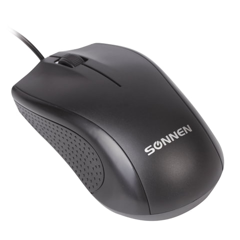 мышь проводная sonnen м-201, usb, 1000 dpi, 2 кнопки + колесо-кнопка, оптическая, черная, 512631