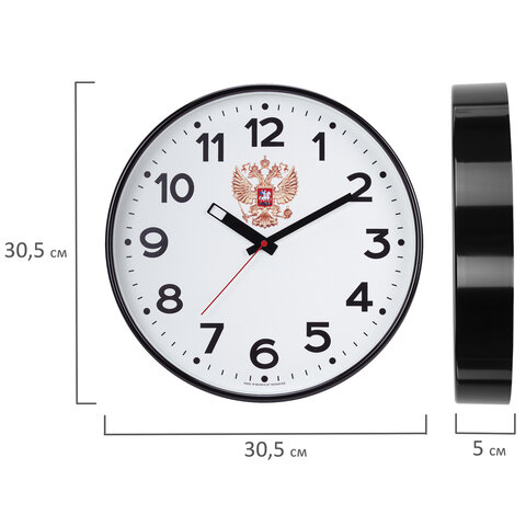 часы настенные troykatime (troyka) 77770732, круг, белые, черная рамка, 30,5х30,5х5 см