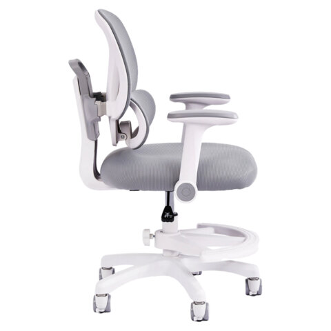 кресло детское с подставкой для ног brabix kids "mg-220", сетка/ткань tw, серое, 533315