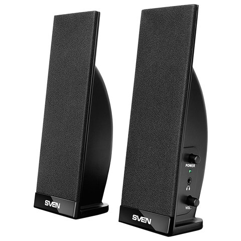 колонки компьютерные sven 230, 2.0, 2х2 вт, пластик, черные, sv-0110230bk