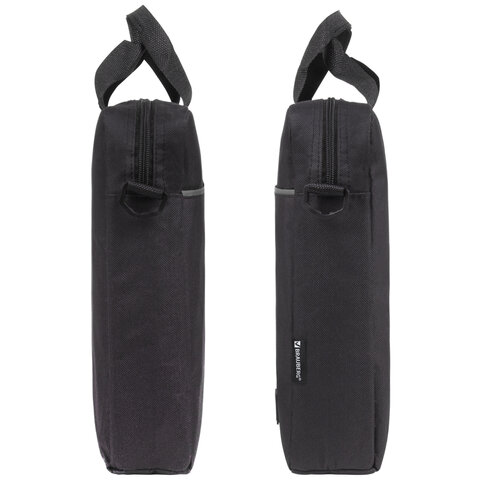 сумка портфель brauberg practical с отделением для ноутбука 15,6", grey line, черная, 29х40х7 см, 27