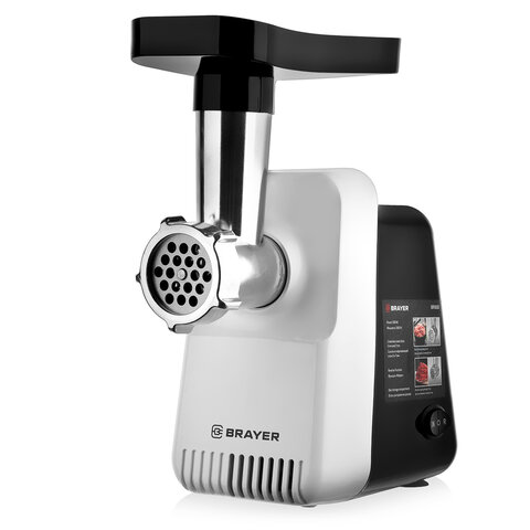 мясорубка brayer br1600, 1300 вт, производительность 1,5 кг/мин, металлический шнек, реверс, пластик