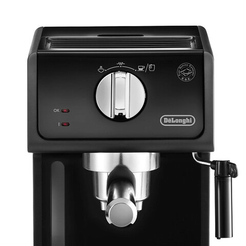 кофеварка рожковая delonghi ecp31.21, 1100 вт, объем 1 л, ручной капучинатор, черная
