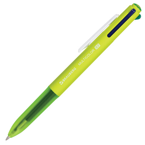 ручка многоцветная шариковая автоматическая brauberg "multicolor", 4 цвета, корпус ассорти, линия 0,
