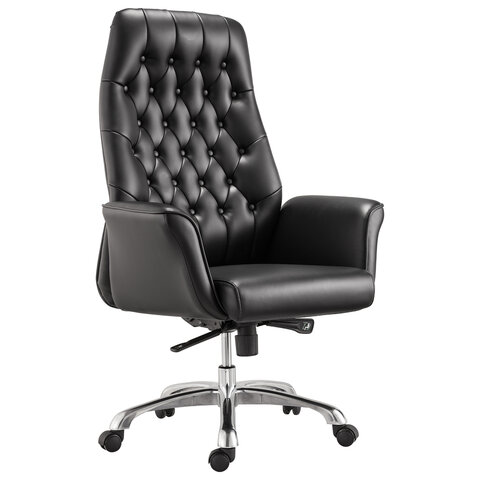кресло офисное brabix premium "legacy ex-750", синхромеханизм, алюминий, экокожа, черное, 532492