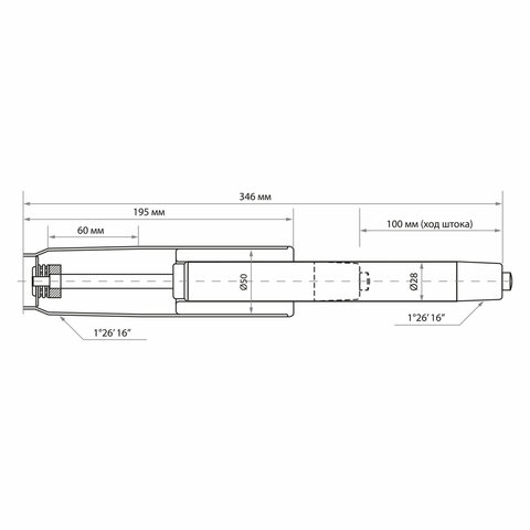 газлифт b-100 короткий, черный, длина в открытом виде 346 мм, d 50 мм, класс 2, wbz (вбз), 533071