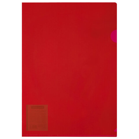 папка-уголок жесткая, непрозрачная (тонированная), а4, brauberg "universal", красная, 0,18 мм, 27305