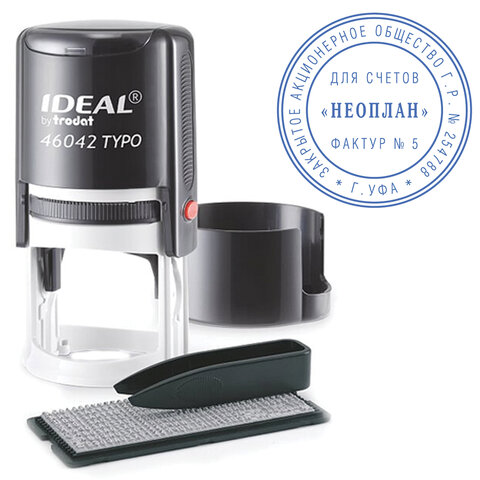печать самонаборная 1-круг, оттиск d=42, синий, trodat ideal 46042db-r1, крышка, касса в комплекте, 