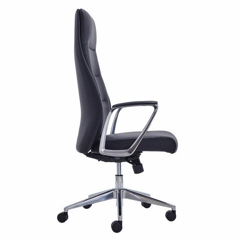 кресло brabix premium "adept ex-752", синхромеханизм, алюминий, экокожа, черное, 532930