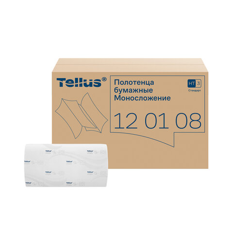полотенца бумажные 250 шт., tellus/tork (h3) universal, комплект 20 пачек, белые, 23х23 см, v-сложен
