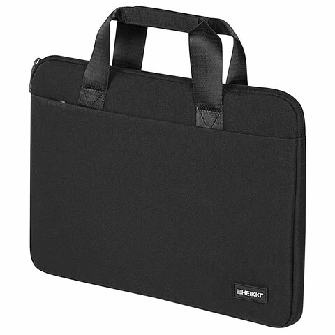 сумка портфель heikki ultra (хейки) с отделением для ноутбука 15,6", total black, черная, 28х39х3 см