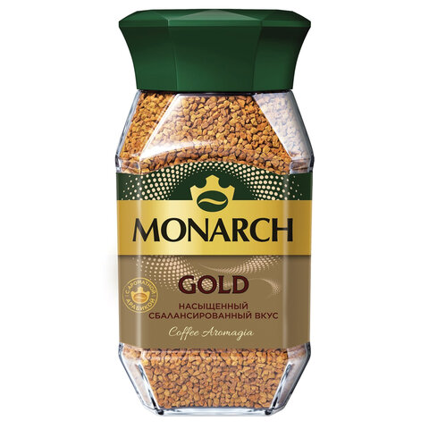 кофе растворимый monarch "gold" 190 г, стеклянная банка, сублимированный, 8051789