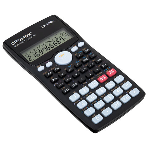 калькулятор инженерный cromex (кромекс) cx-401bk (155х80 мм), 401 функция, 10+2 разрядов, черный, 27