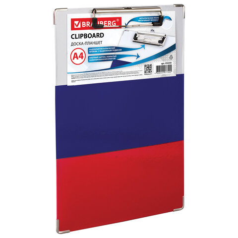 доска-планшет brauberg "flag" с прижимом а4 (226х315 мм), российский флаг, картон/ламинированная бум