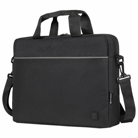 сумка портфель brauberg practical с отделением для ноутбука 15,6", grey line, черная, 29х40х7 см, 27