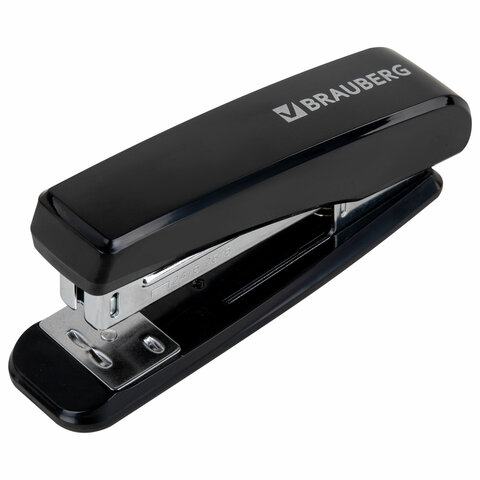 степлер №24/6, 26/6 brauberg "standard", до 30 листов, черный, 272755
