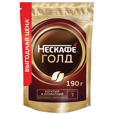 кофе молотый в растворимом nescafe "gold" 190 г, сублимированный, 12403031