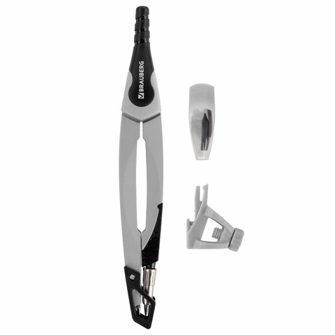 готовальня brauberg ultra, 4 предмета: циркуль 135 мм, запасные грифели, насадка, графитовый цвет, 2