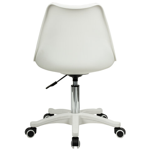 кресло стул brabix "eames mg-310 pl", пластик белый, экокожа белая, 532926