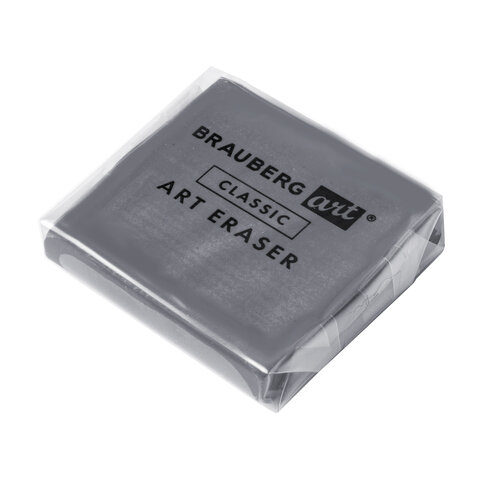 ластик-клячка художественный brauberg art "classic" 40х36х10 мм, супермягкий, серый, 228064
