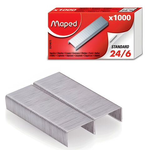 скобы для степлера №24/6, 1000 штук, maped (франция), до 20 листов, 324405
